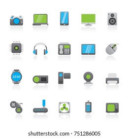 different types of electronics icons - vector icon set