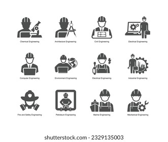 Diferentes tipos de iconos de ingeniería Ingeniería mecánica marina, arquitecto civil, etc.