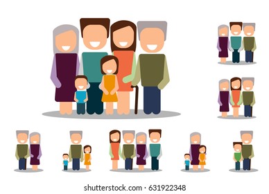  Different types of families. Set vector