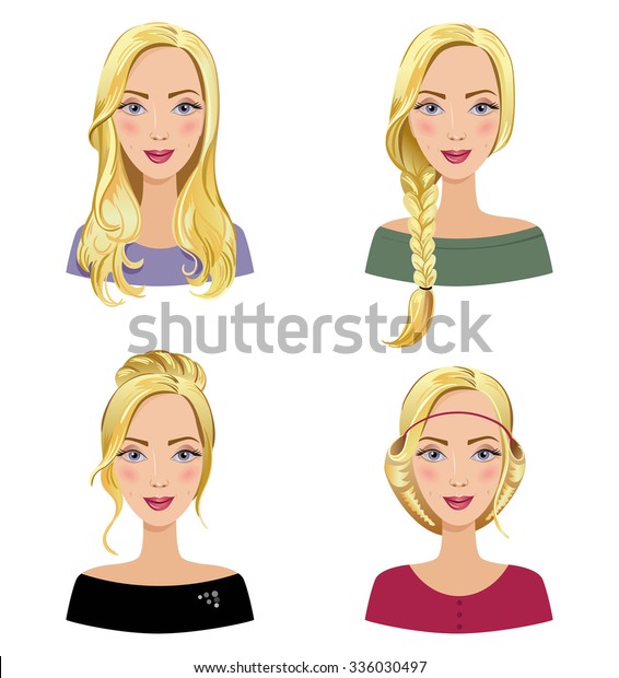 Different Types Female Hair Styles Set Stock Vector Royalty Free 336030497