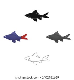 Different types of fish cartoon icons in set collection for design. Marine and aquarium fish vector symbol stock web illustration.