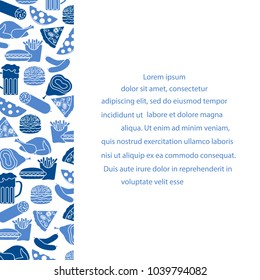 Different types of food and fast food. Design for banner and print.