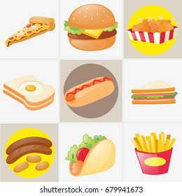 Different types of food illustration