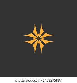 Different types and forms of gold stars. Illustration for design on black background