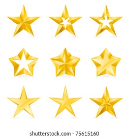 Different Types Forms Gold Stars Illustration Stock Vector (Royalty ...