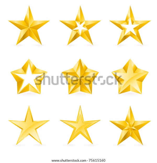 Different Types Forms Gold Stars Illustration Stock Vector (Royalty ...