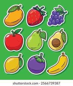 Different Types of Fresh Fruits Illustration.