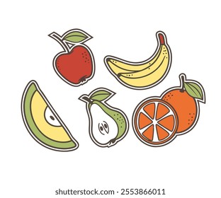 Different types of fruit stickers for children