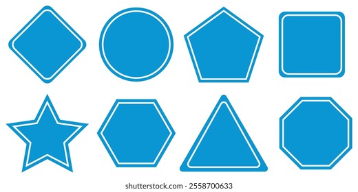 Different types of geometric shapes. triangle, square, pentagon, hexagon, heptagon, octagon, nonagon. EPS10 vector illustration