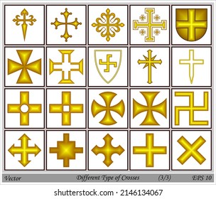 Diferentes tipos de cruces doradas