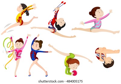 Different types of gymnastics illustration