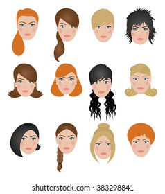 Different Types Hairstyles Stock Vector (Royalty Free) 383298841 ...