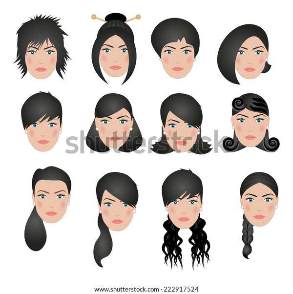 Different Types Hairstyles Stock Vector Royalty Free 222917524