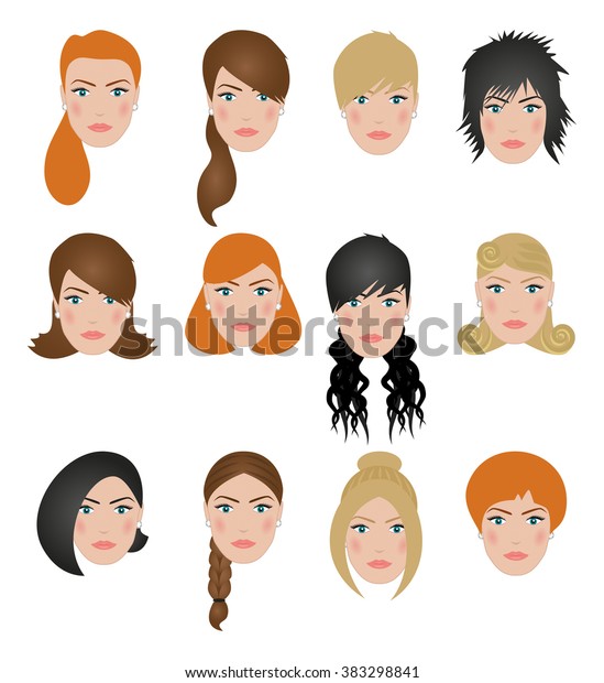 Different Types Hairstyles Stock Vector Royalty Free 383298841