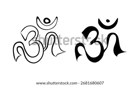 Different types of hand drawn om symbol sign on white background. sound ohm symbol of buddhism and hinduism religion. shiva om text. vector illustration