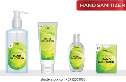 Different types of Hand sanitizer with label design. Packaging design. Advertising of hand sanitizer. 