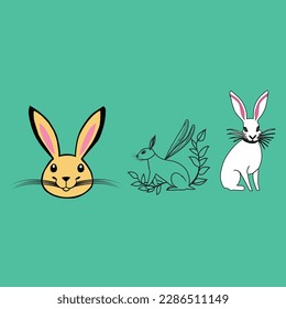Different Types Of Hares Line Art Vector Coloring Pages