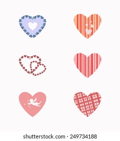 Different types of hearts on a white background