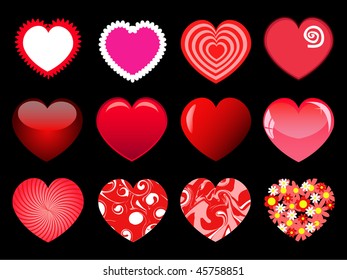different types of hearts  vector images set
