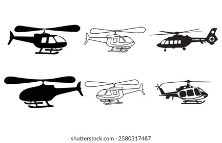 Different Types of Helicopter Illustrations