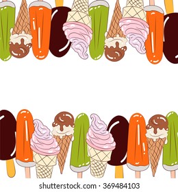 different types of ice cream in bright colors