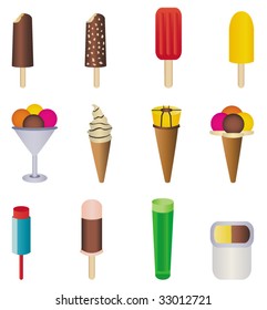 different types of ice cream in various flavors