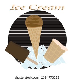 Different types of ice cream.Vector illustration.