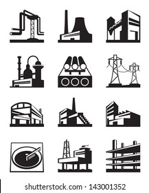 Different types of industrial construction - vector illustration