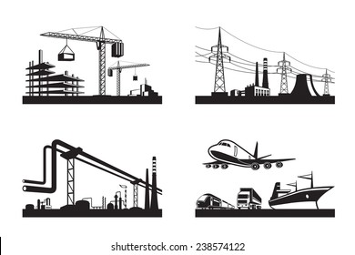 Different types of industries - vector illustration