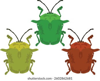 Different types of insect with nature elements