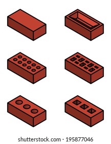 Different types of kiln fired face bricks.