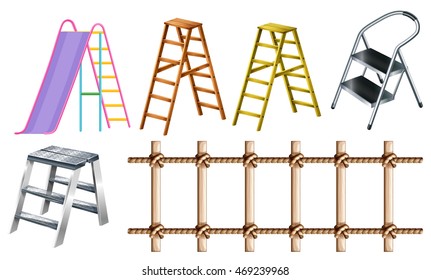 Different types of ladders illustration