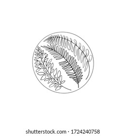 Different types of leaf in a circle floral arrangement in a circle. Doodle. Vector illustration on white background. For cards, posters, decor it can be used as a print for t-shirts and bags.