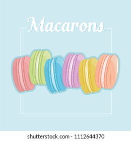 Different types of macaroons. Set of different taste cake macarons.