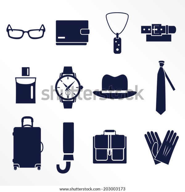 different-types-mans-accessories-solid-fill-stock-vector-royalty-free