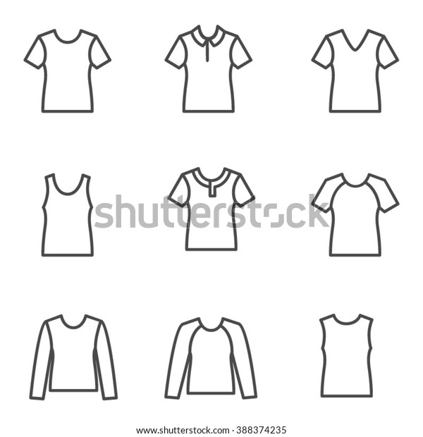 Different Types Mans Tshirts Line Icons Stock Vector (Royalty Free ...