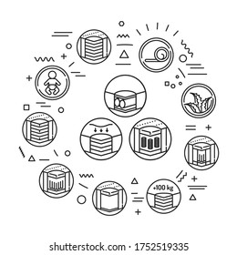 Different types of mattresses web banner. Infographics with linear icons on white background. Creative idea concept. Isolated outline black illustration