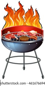 Different types of meat on the grill illustration