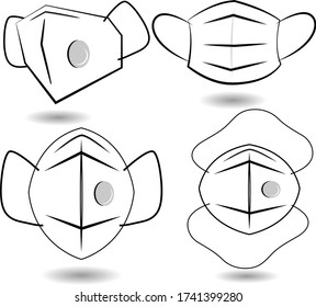 Different Types Medical Face Mask Vector Stock Vector (Royalty Free ...