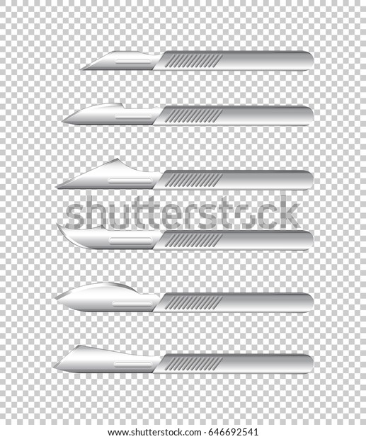Different Types Medical Knives On Transparent Stock Vector (Royalty