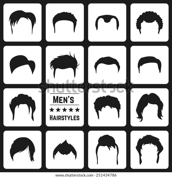 Different Types Mens Haircuts Vector Illusatrtion Stock