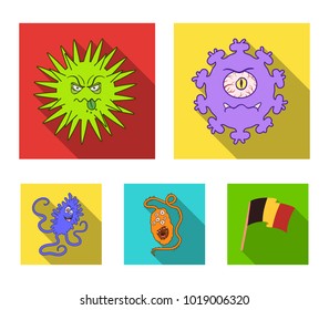 Different types of microbes and viruses. Viruses and bacteria set collection icons in flat style vector symbol stock illustration web.