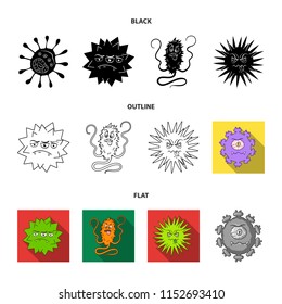 Different types of microbes and viruses. Viruses and bacteria set collection icons in black,flat,outline style vector symbol stock illustration web.