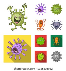 Different types of microbes and viruses. Viruses and bacteria set collection icons in cartoon,flat style vector symbol stock illustration web.
