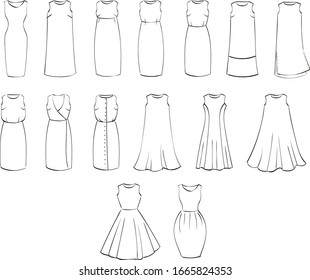 Different Types Models Dresses Stylist Set Stock Vector (Royalty Free ...