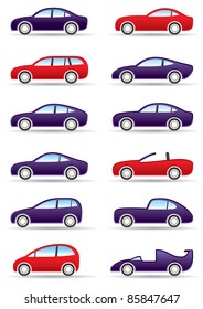 Different types of modern cars - vector illustration