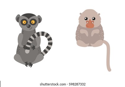 Different types of monkeys rare animal vector set.