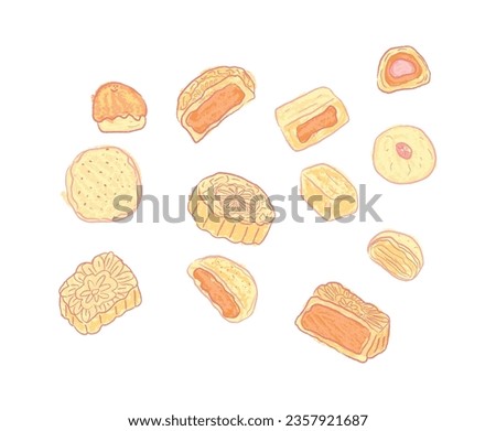 Different types of moon cakes in Taiwan
