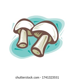 Different types mushroom, different size champignon. Mushroom champignon consisting of porous hat, long leg in EPS10