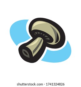 Different types mushroom, different size champignon. Mushroom champignon consisting of porous hat, long leg in EPS10